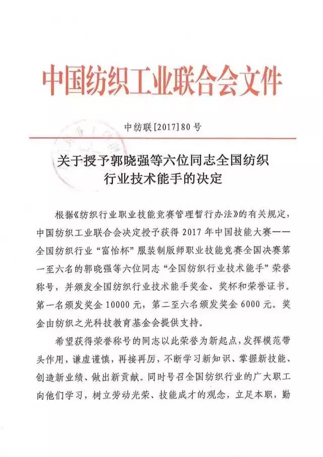 全國紡織行業(yè)“富怡杯”服裝制版師職業(yè)技能競賽獲獎名單揭曉！