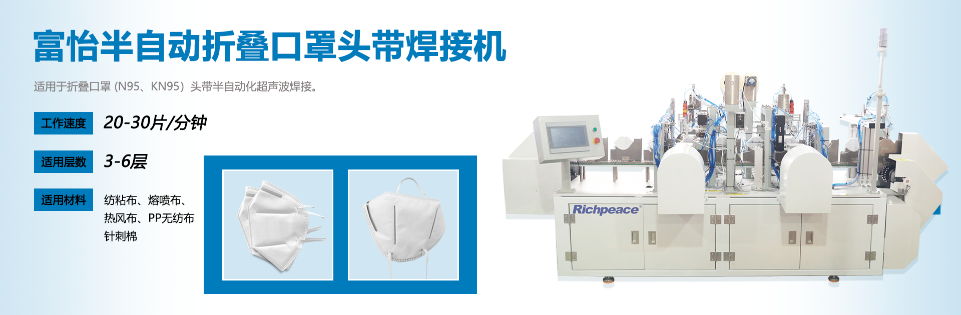 富怡半自動折疊口罩頭帶焊接機