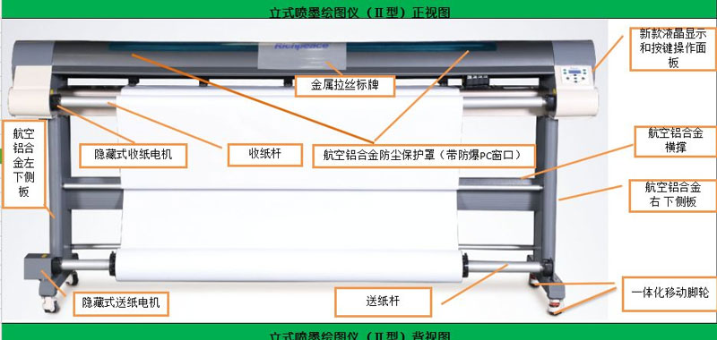 立式噴墨繪圖儀正視圖